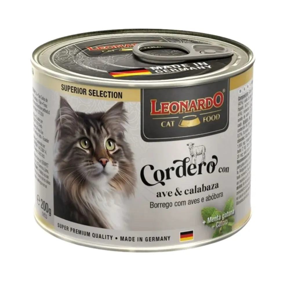 Leonardo Lata de Cordero con Ave y Calabaza para Gato