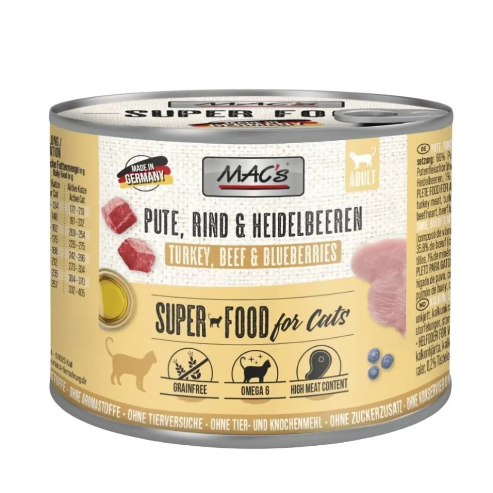MAC´s Lata de Pavo Vacuno y Arándanos para Gato