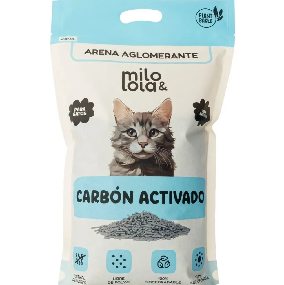 Milo y Lola Arena Aglomerante Carbón Activado para Gato