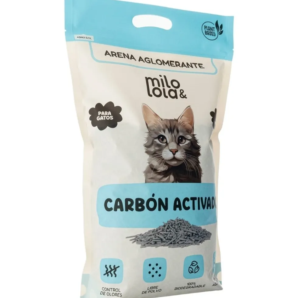 Milo y Lola Arena Aglomerante Carbón Activado para Gato