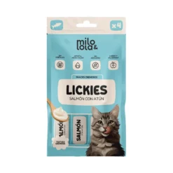 Milo y Lola Lickies (Snack Cremoso) de Salmón con Atún (4x15gr)