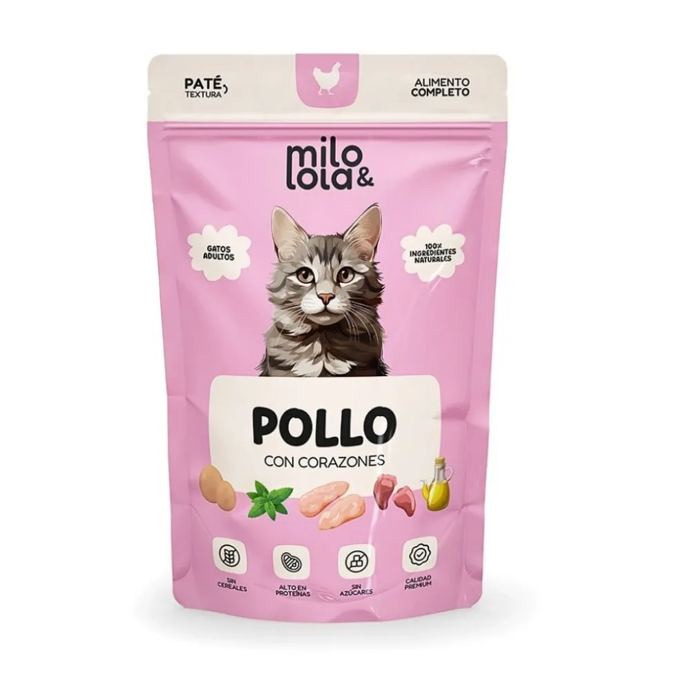 Milo y Lola Sobre de Pollo con Corazones para Gato