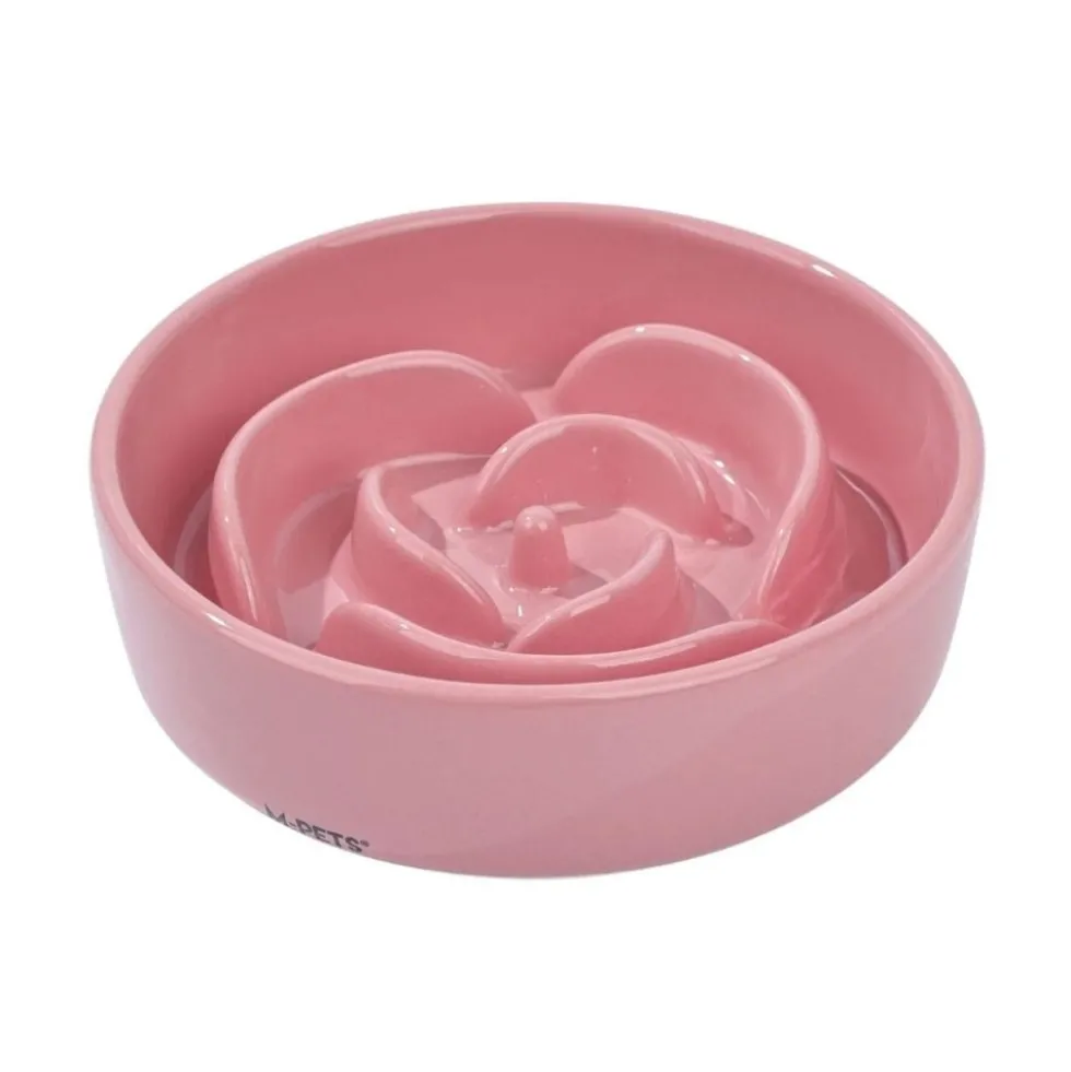 M-Pets Comedero Antivoracidad de Cerámica Rosa
