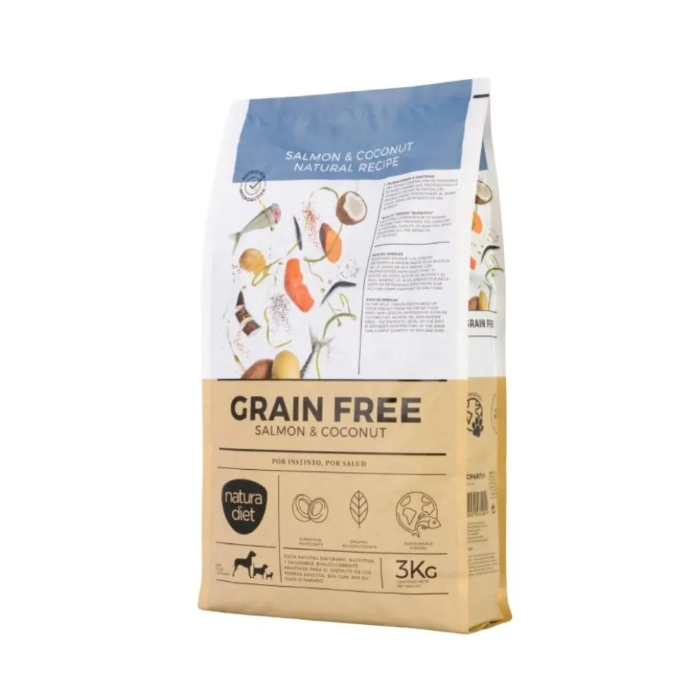 Natura Diet Pienso Grain Free de Salmón y Coco para Perro