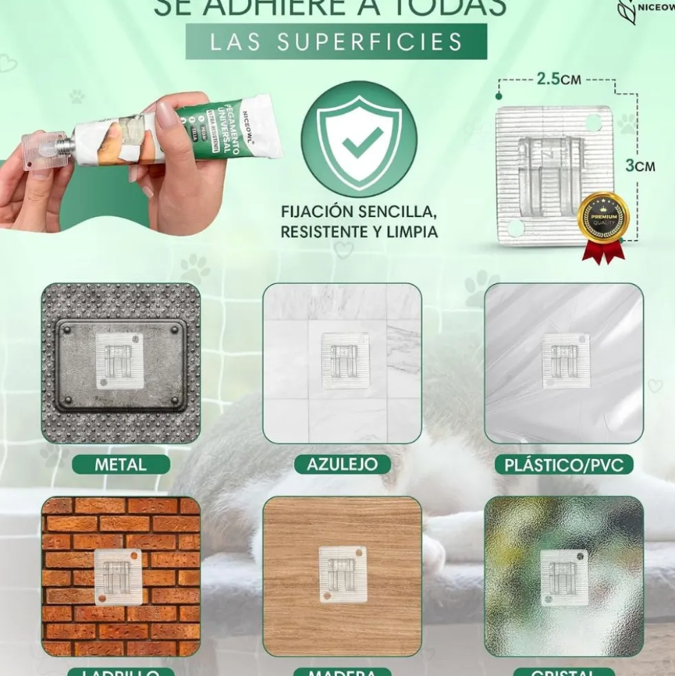 Niceowl Kit de Fijación para Red de Gato de 4 metros