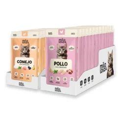 Pack Mixto 24 Sobres Milo y Lola de Pollo y Conejo para Gato