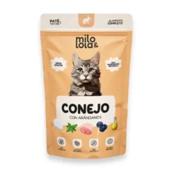 Pack 12 Sobres Milo y Lola de Conejo y Pollo con Arándanos para Gato