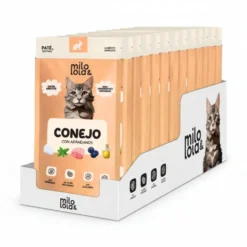 Pack 12 Sobres Milo y Lola de Conejo y Pollo con Arándanos para Gato