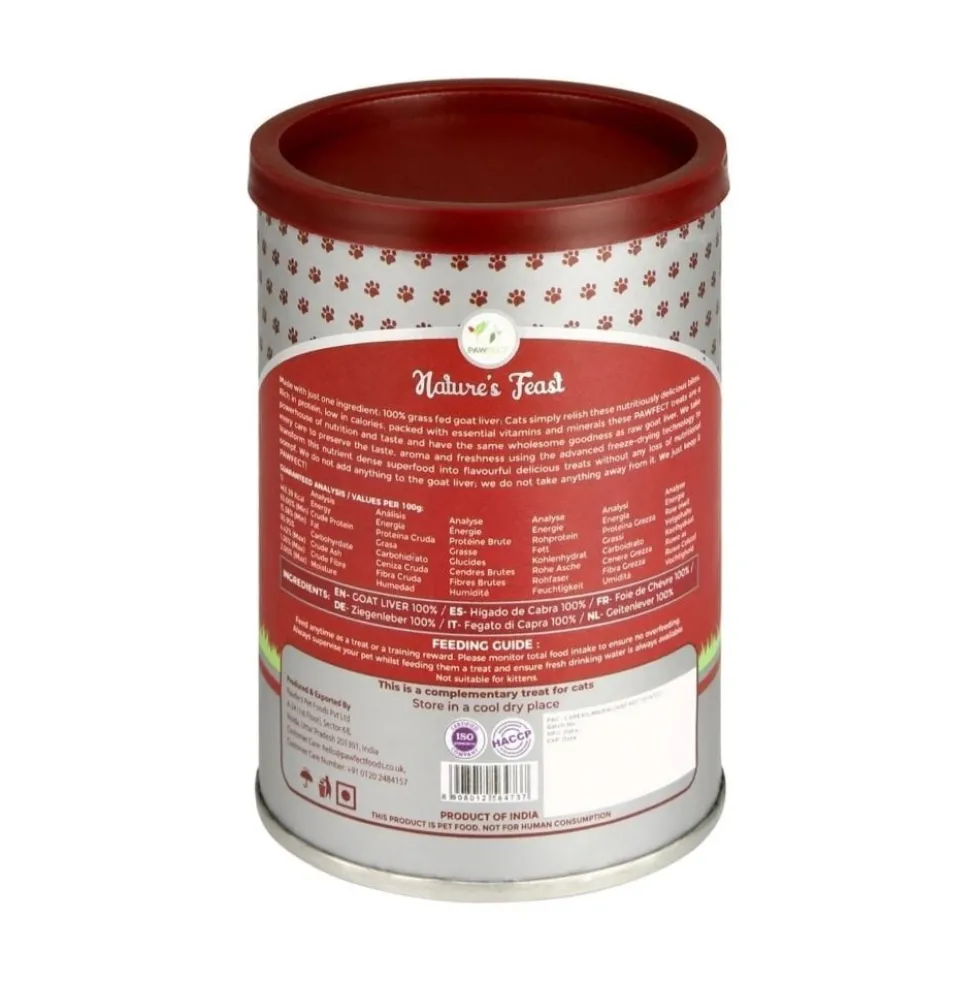 Pawfect Snacks de Hígado de Cabra Liofilizado para Gatos