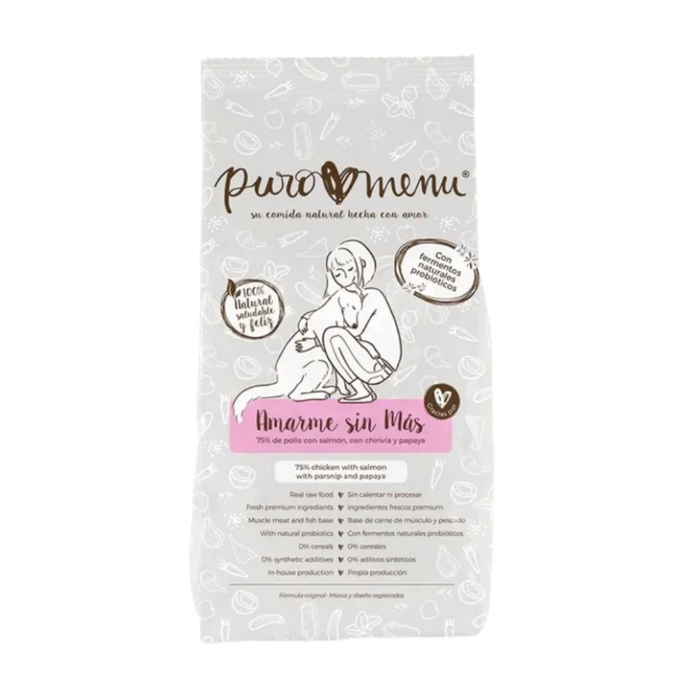 Puromenu Dieta BARF Pollo con Salmón (Amarme sin Más) para Perro