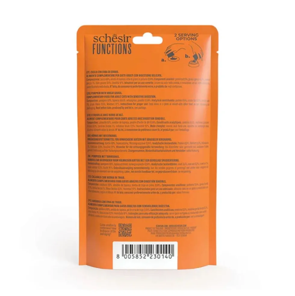 Schesir Functions Puré de Calabaza con Hierba de Trigo para Gato