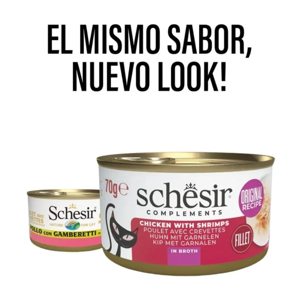 Schesir Lata de Pollo con Gambas en Caldo para Gatos