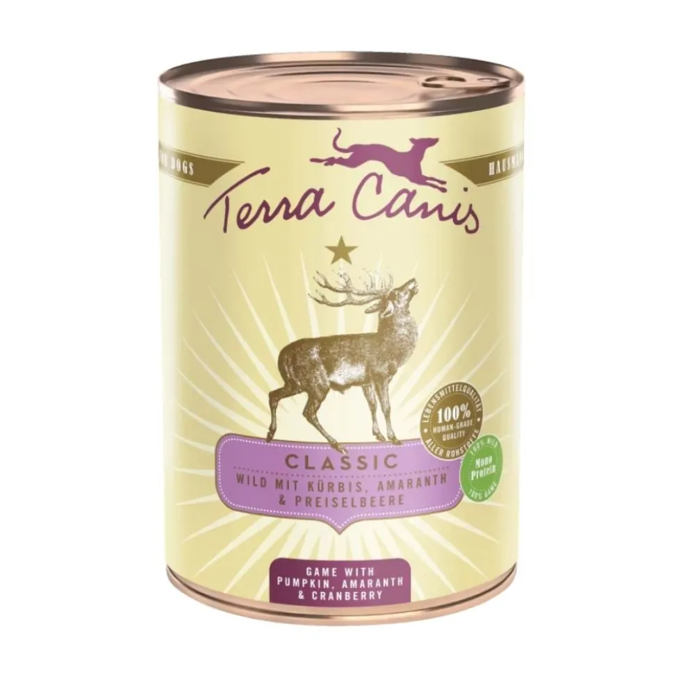 Terra Canis Classic Lata de Venado con Calabaza para Perro