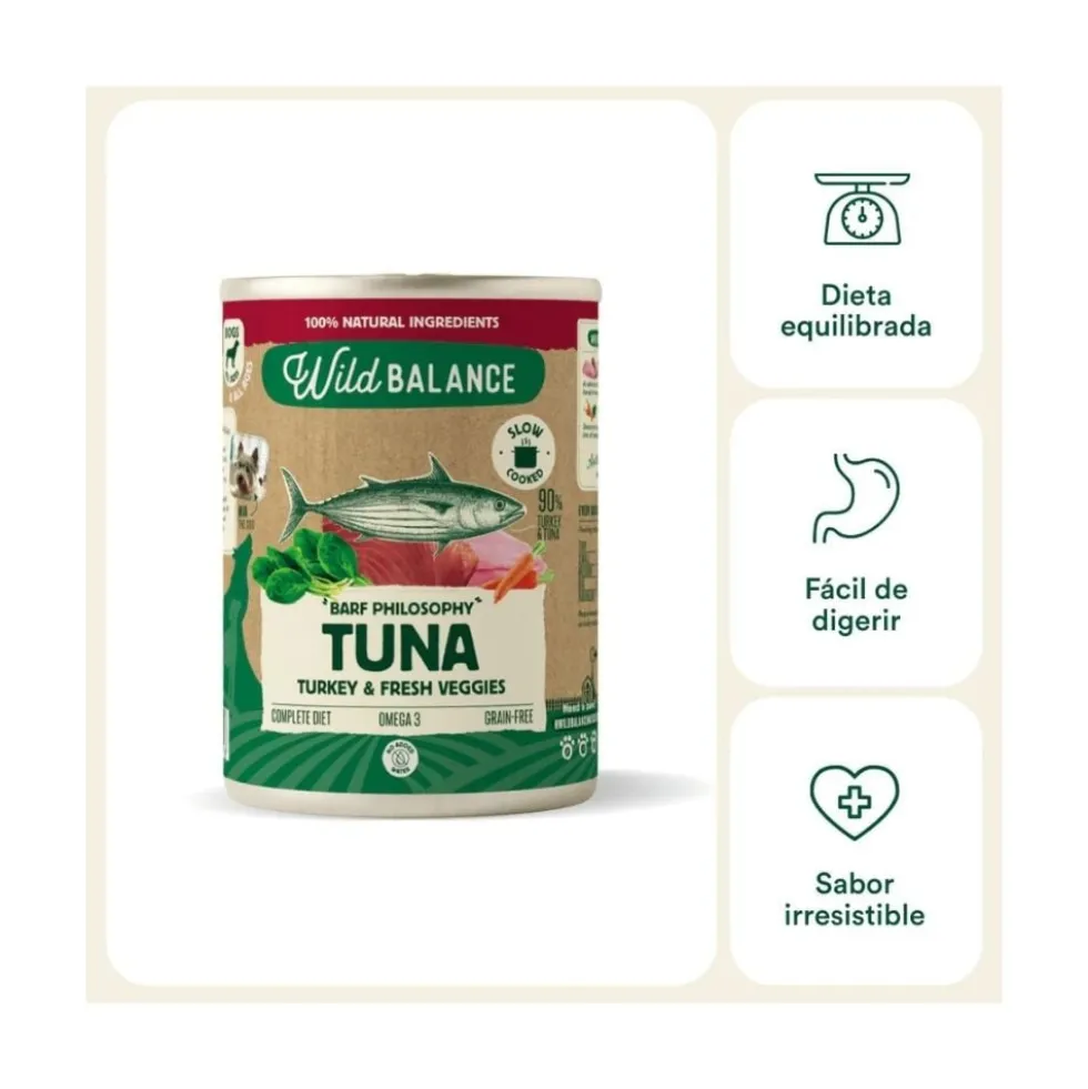 Wild Balance Comida Húmeda Cocinada de Atún y Pavo para Perro