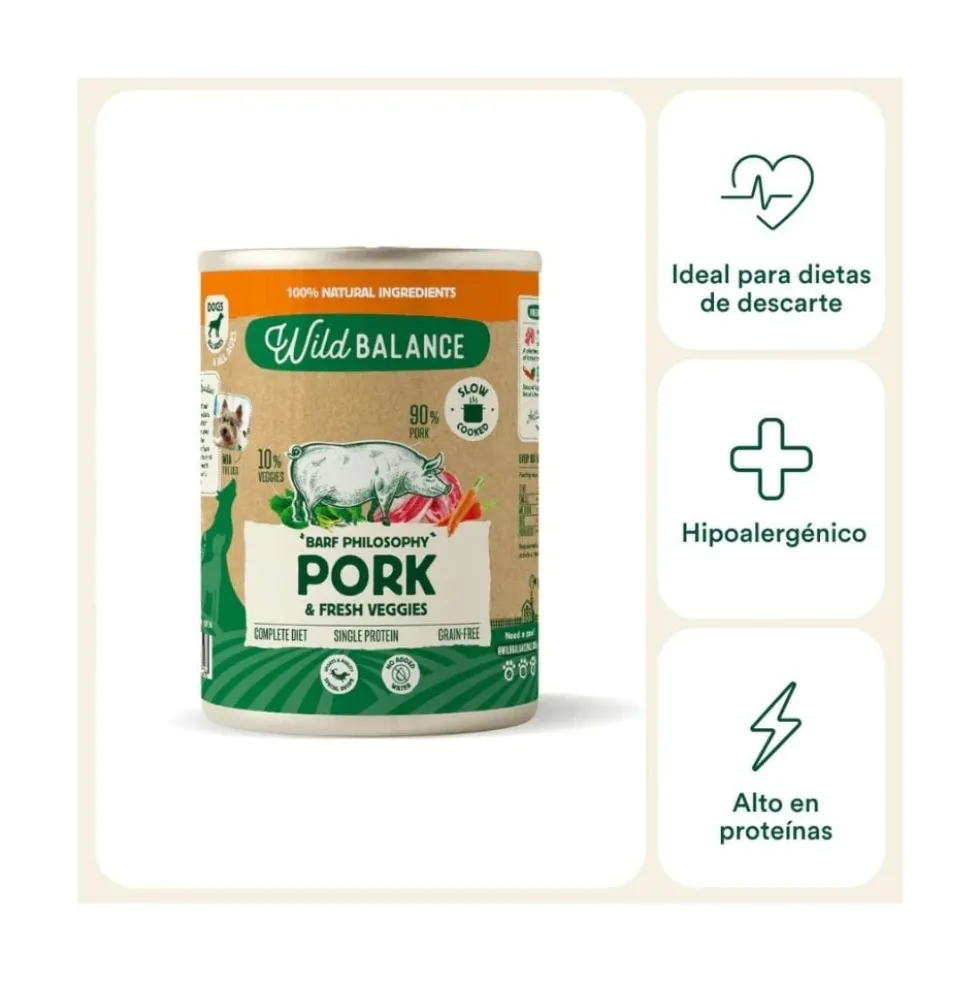 Wild Balance Comida Húmeda Cocinada de Cerdo para Perro
